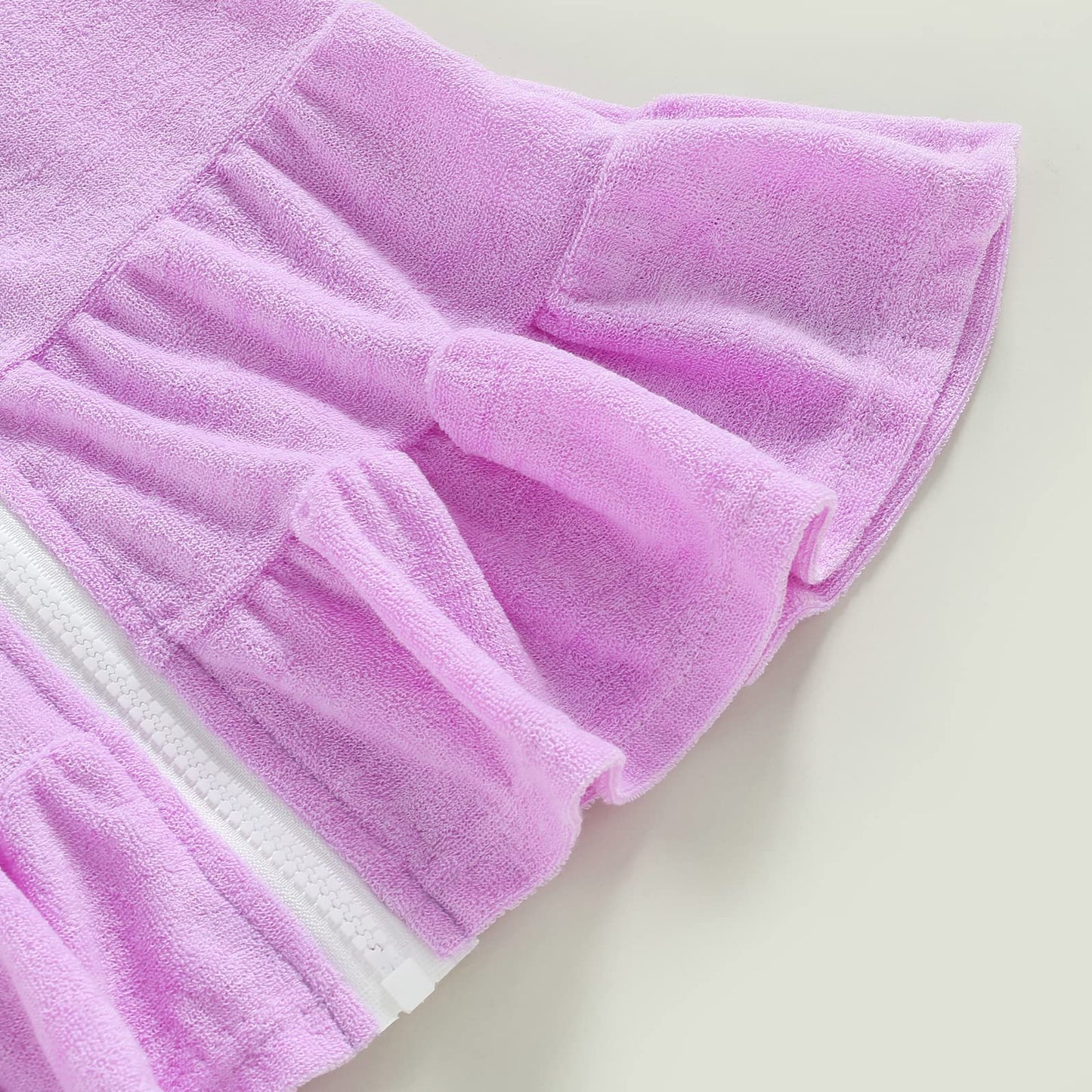 Kids Toddler Little Girl Swim Cover Up Towel Terry Swimsuit Wraps Zip Up Bathing Suit Robe Pool Beach Coverup (Purple, 6-7 Years)