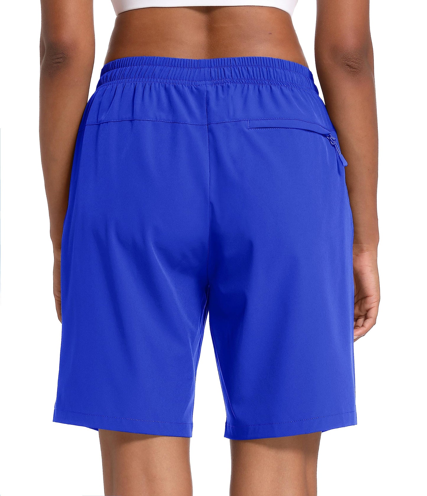 MAGCOMSEN Womens Golf Shorts with 3 Pockets Lightweight 8" Hiking Shorts Quick Dry Water Resistant Dark Blue M