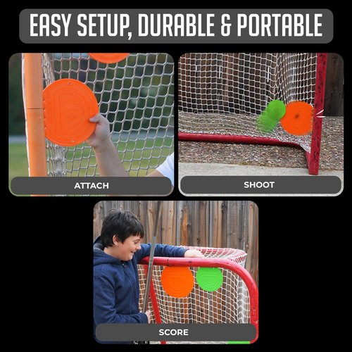 Combo Bundle of Durable Magnetic Lacrosse Goal Targets/Hockey Targets with 4 Pearl Lacrosse LT Textured Balls and 4 Tethers| Lacrosse Net Goalie Targets for Shooting Practice and Training