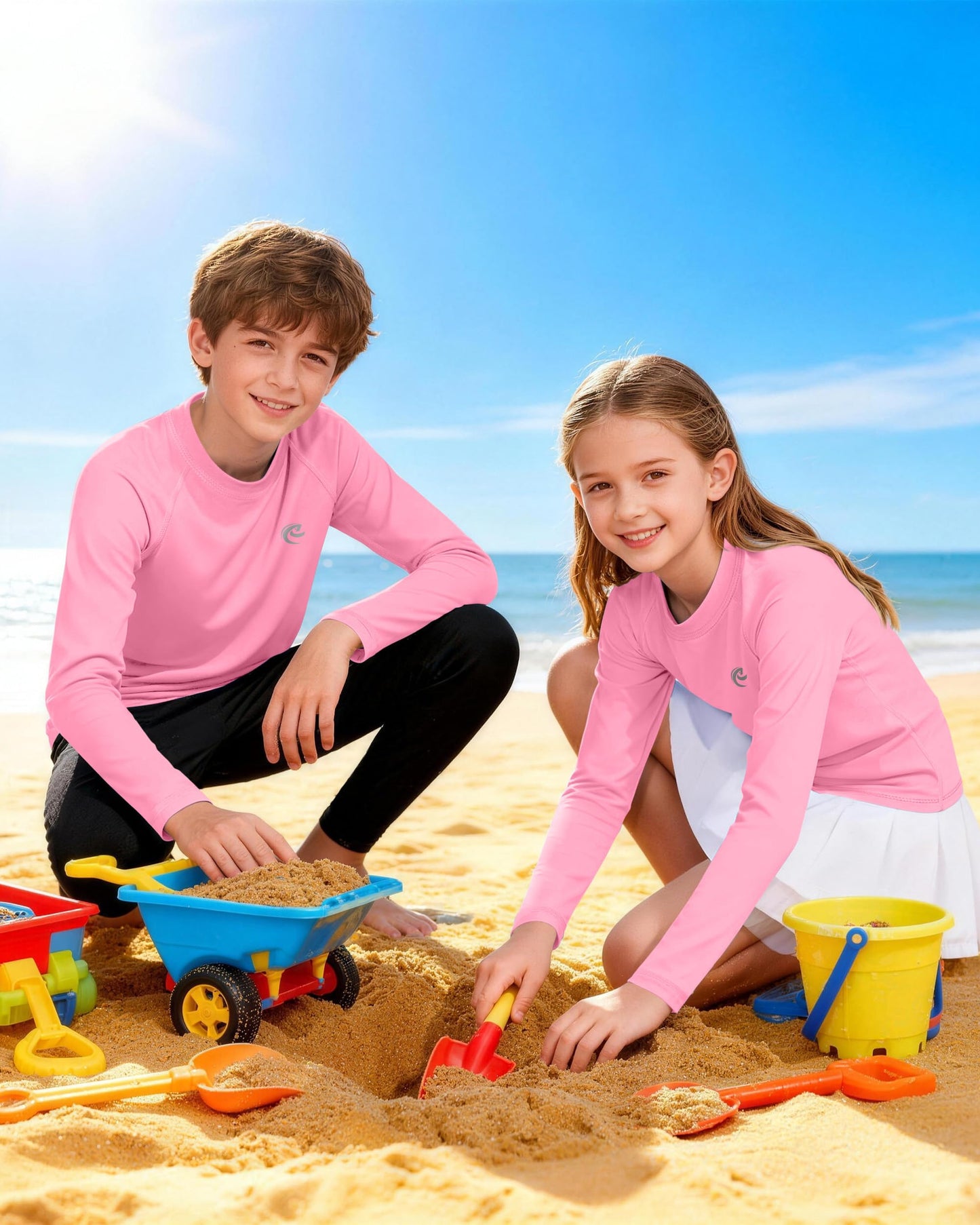 Boys UPF 50+ Swim Shirt Long Sleeve, 1 or 2 Pack UV Sun Protection Rash Guard, Youth Kids SPF Water Shirts for Beach Surf