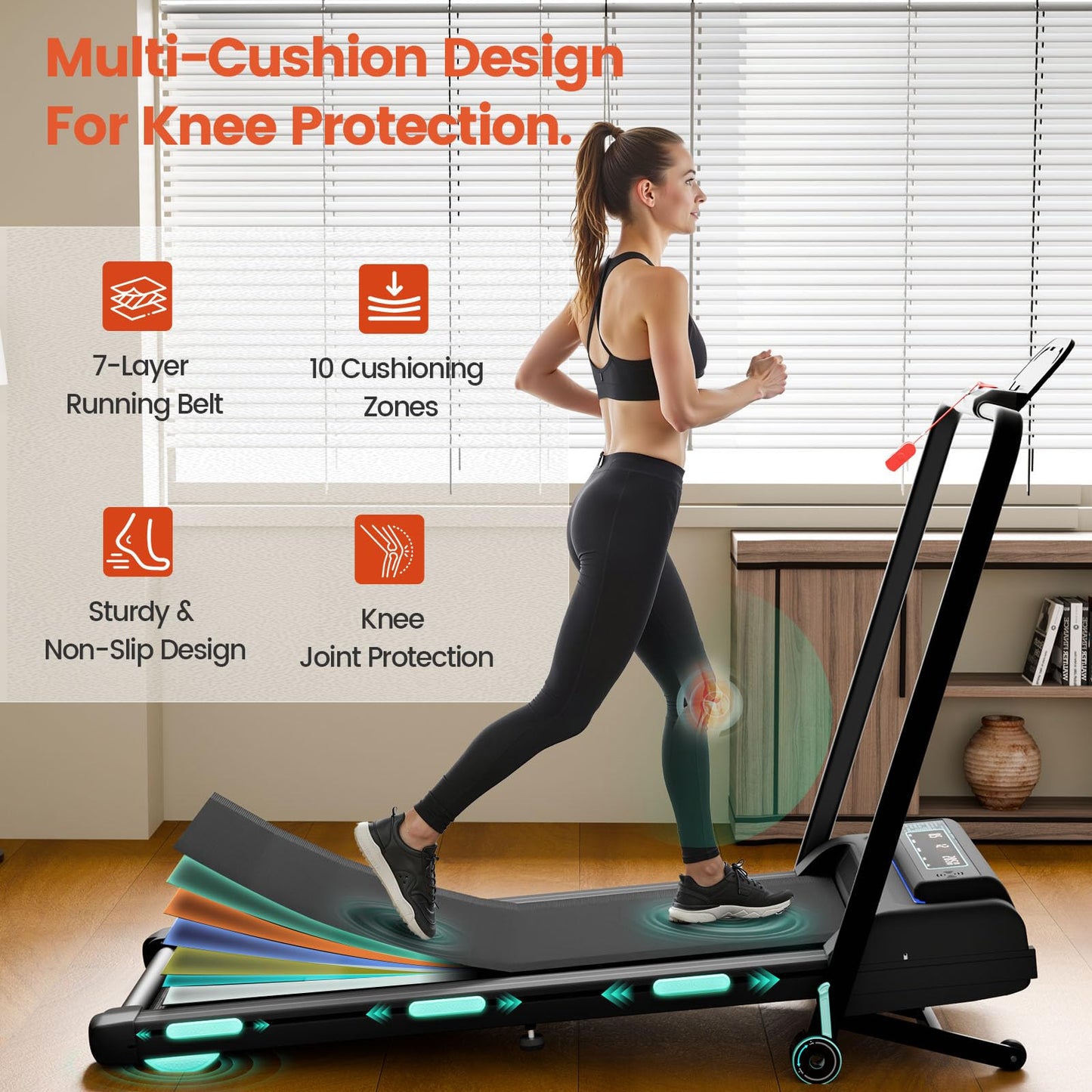 Trygoal Treadmill with 12% 11-Level Auto Incline, Walking Pad with Handle Bar, 450 lbs Capacity, Under Desk Foldable Treadmills with Bluetooth Speaker, Powerful Walking Pad for Home, APP Connect