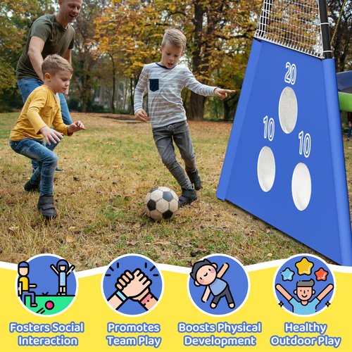 660 lbs Swing Sets for Backyard,4-in-1 Heavy Duty Outdoor Large Metal Swing Sets for Kids with 2 Swings,Trapeze Bar, Soccer Goals and Basketball