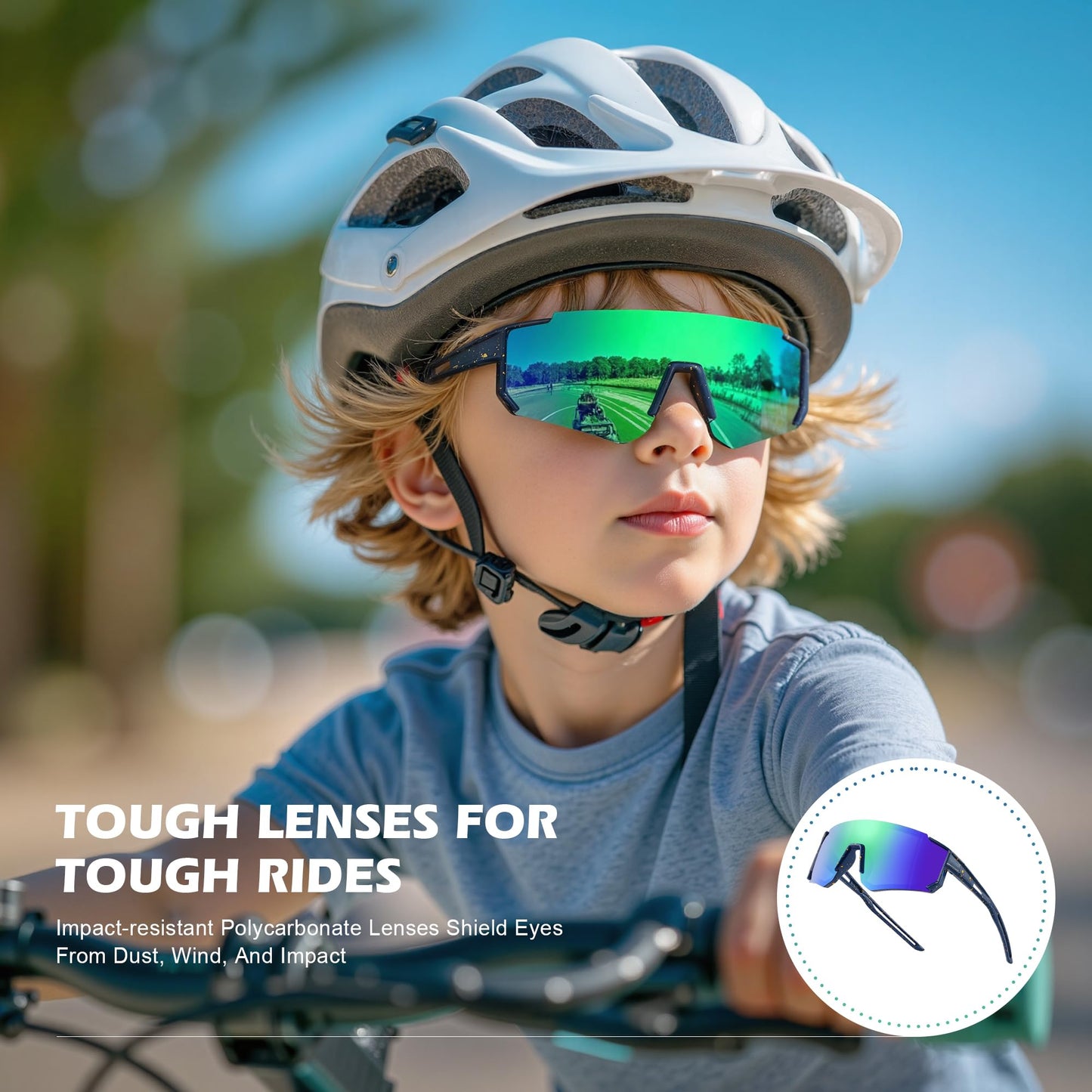 Fanshen Youth Baseball Sunglasses for Kids - Polarized Sunglasses Softball Cycling for Boys Girls Ages 3-12 UV Protection
