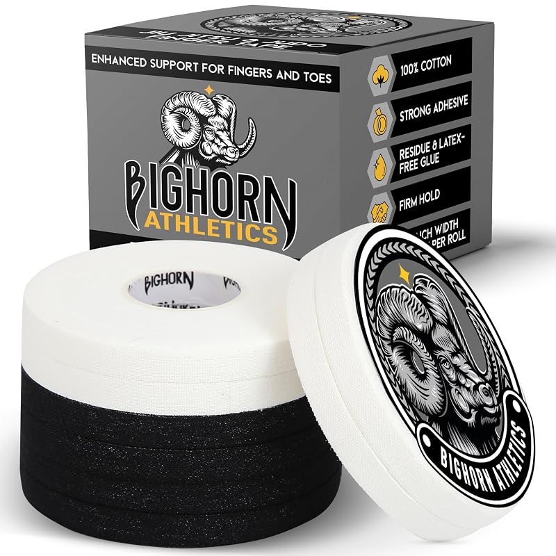 Finger Tape 0.3-Inch x 45-Foot 8 Rolls Black & White – Cotton Finger Tape for Grappling & Training