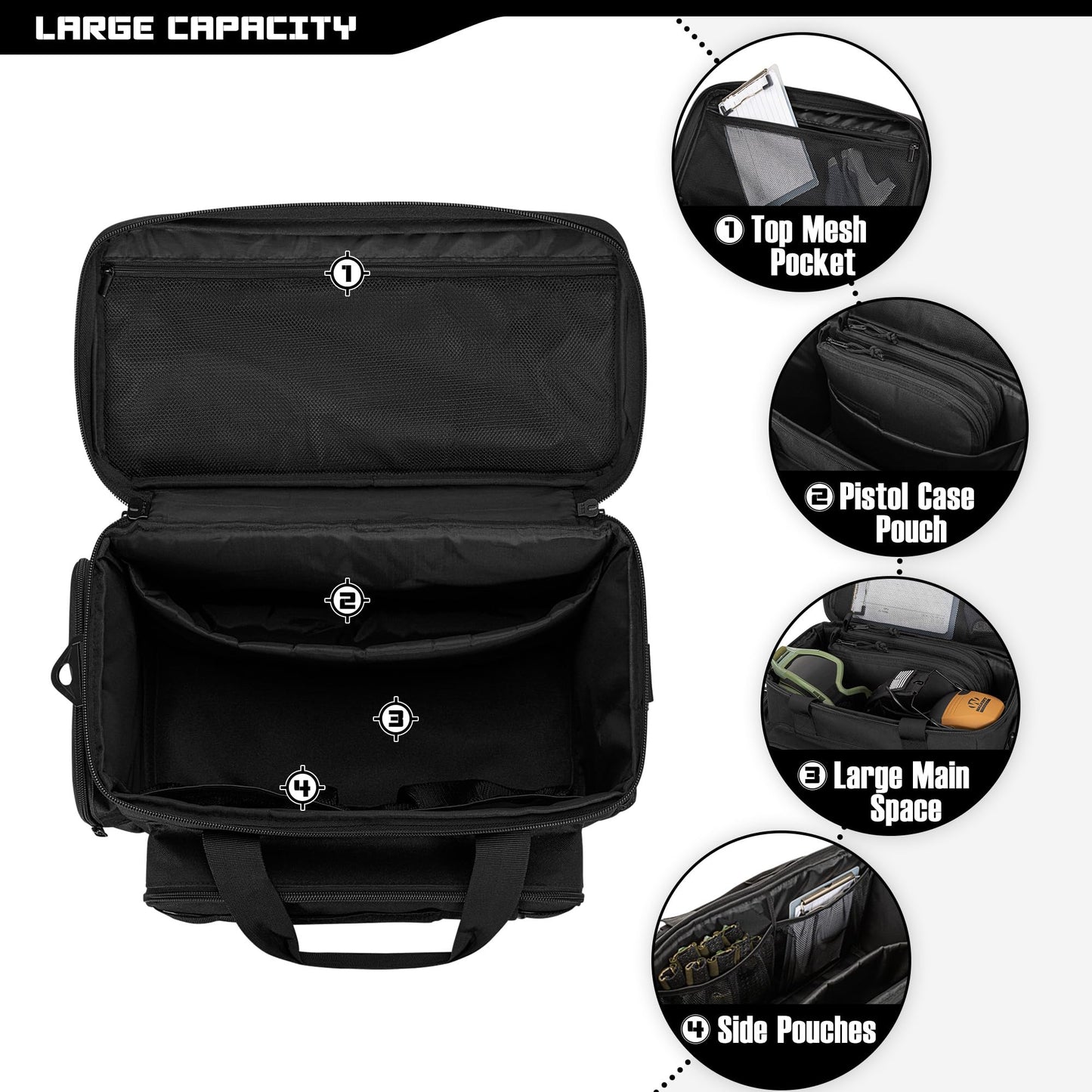 DSLEAF Gun Range Bag with 2 Pistol Cases, Pistol Range Bag for Handguns