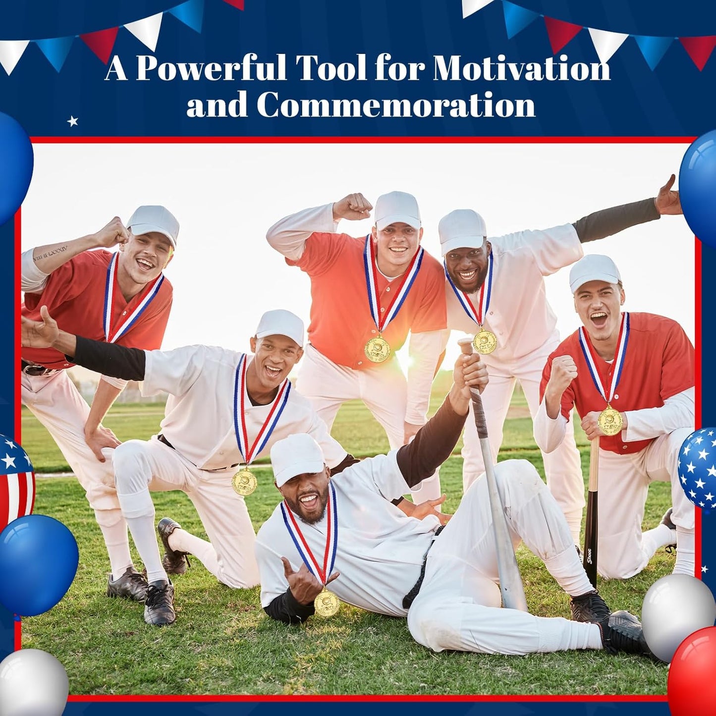 12 Pcs Baseball Medals for Award Golden Metal Medals for Kids Boys Adults Medals with Neck Ribbons Favors Competitions, Sports Events, Baseball Game Sports, Baseball Party Favors, 2 Inches