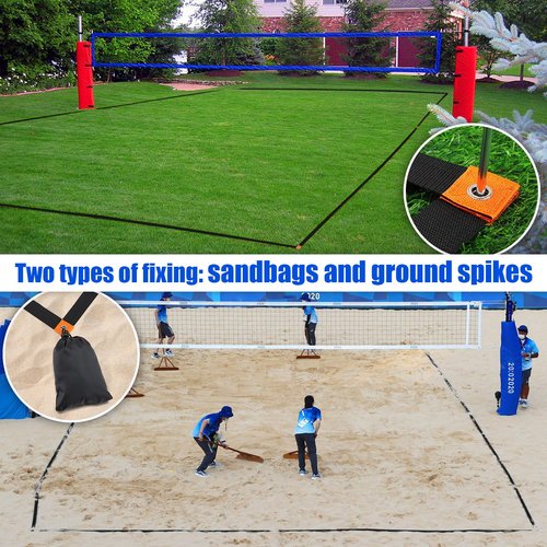 TOBWOLF Beach Volleyball Lines for Sand, 26.3' x 52.6' Professional Official Volleyball Court Boundary Lines, Highly Visible Marking Sand Lines with Metal Anchors & SandBags