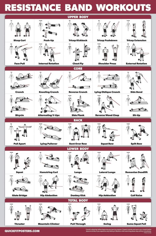 Palace Learning 4 Pack - Dumbbell Workout Posters Volume 1, 2 & 3 + Resistance Bands Exercise Chart - Set of 4 Posters (LAMINATED, 18" x 24")