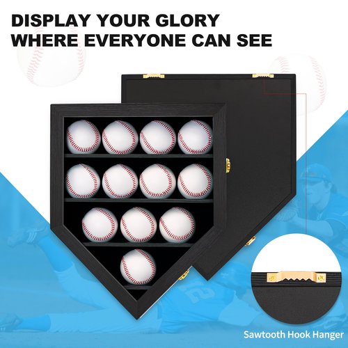 Baseball Display Case UV Protection Clear Acrylic Base Ball Box with Solid Wood Base, Baseball Stand for Autographed Ball Ideal Gift