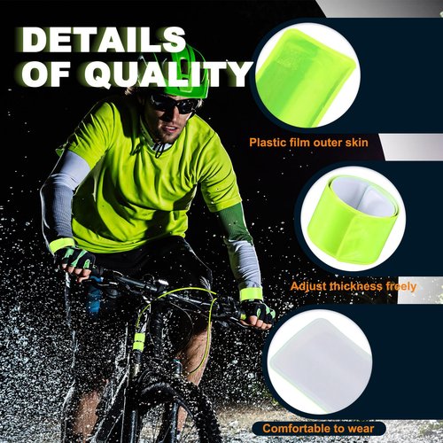 30 Pcs Reflector Band Snap Bracelet, Reflective Arm Bands, High Visibility Slap Safety Bands for Night Jogging Cycling Running Night Working Hiking (Fluorescent Green)