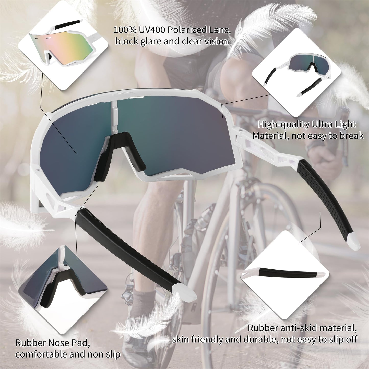 FEISEDY Polarized Cycling Sunglasses Women Men Outdoor Sports Sunglasses Baseball Running Biking Fishing Sunglasses B2994