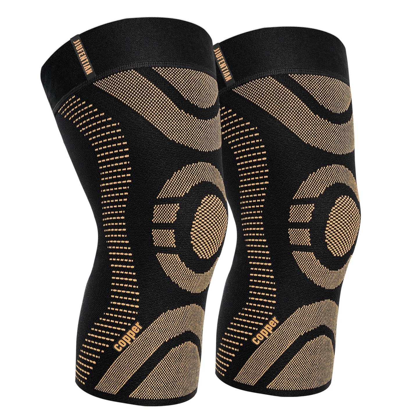 JIUFENTIAN Compression Knee Brace for Women & Men - 2 Pack Copper Knee Brace for Women Running Knee Pain, Sports Workout Knee Braces for Arthritis Pain Relief & Meniscus Tear Acl(2X-Large)