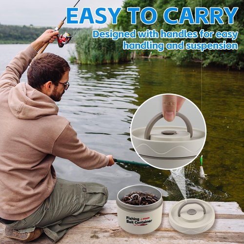 NVAAV Insulated Live Bait Container, Stainless Steel Live Bait Storage, Worm Bait Holder, Bait Storage Nightcrawler Box, Bait Bucket to Keep Bait Fresh and Alive (1PC-0.6L)