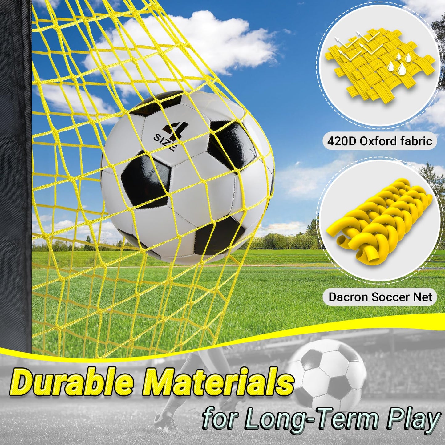 Happy Jump Soccer Goal Pop Up Foldable Soccer Net for Backyard, 2 Set (5X3.6 FT, 2 Set)