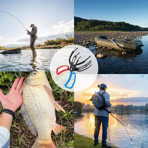 HiliyKiliy 2 PCS Fish Gripper, 3 Claw Fish Grippers for Fishing Pliers, Metal Control, Multi 3 Teeth Clamp Claw Grabber Tool for Most Freshwater Hook Remover, Tackle Holder