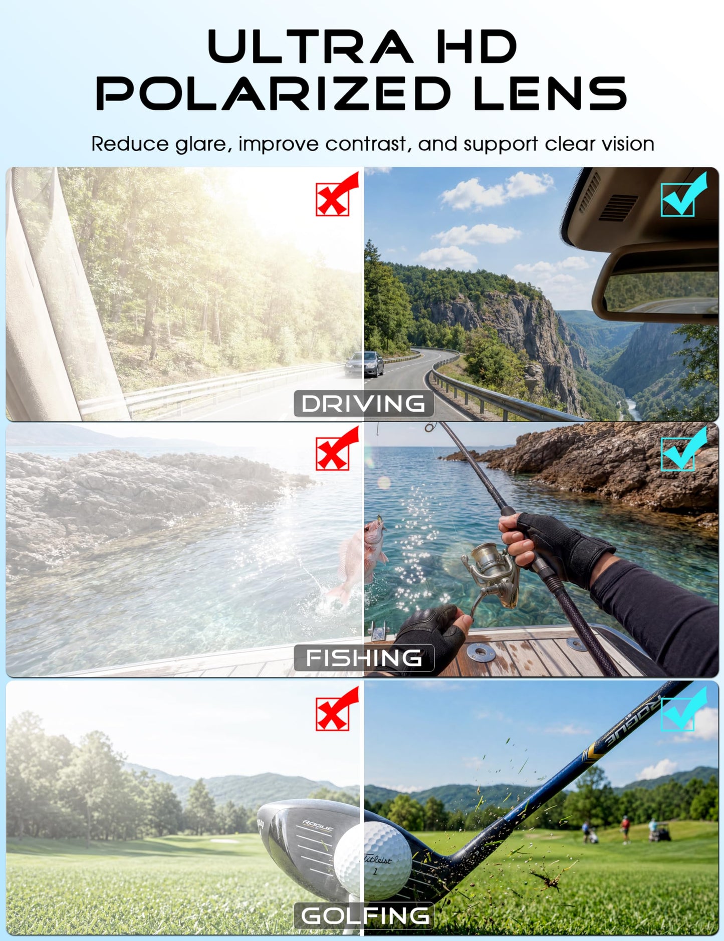 ATTCL Sports Polarized Sunglasses for Men: Secure Anti-Slip Lightweight TR90 Square Frame UV Protection for Driving Fishing Climbing 1124 Darkgreen Grey