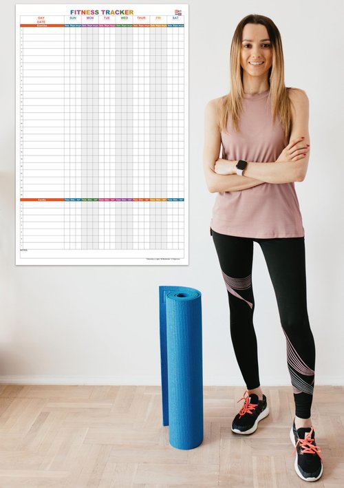 Large Dry Erase Fitness Calendar For Women&Men,24x36 Inch Erasable Exercise Board For Home Workout,Reusable Weekly Fitness Tracker For Gym Lovers,Giant Gym Whiteboard Planner Tracking Yoga Running