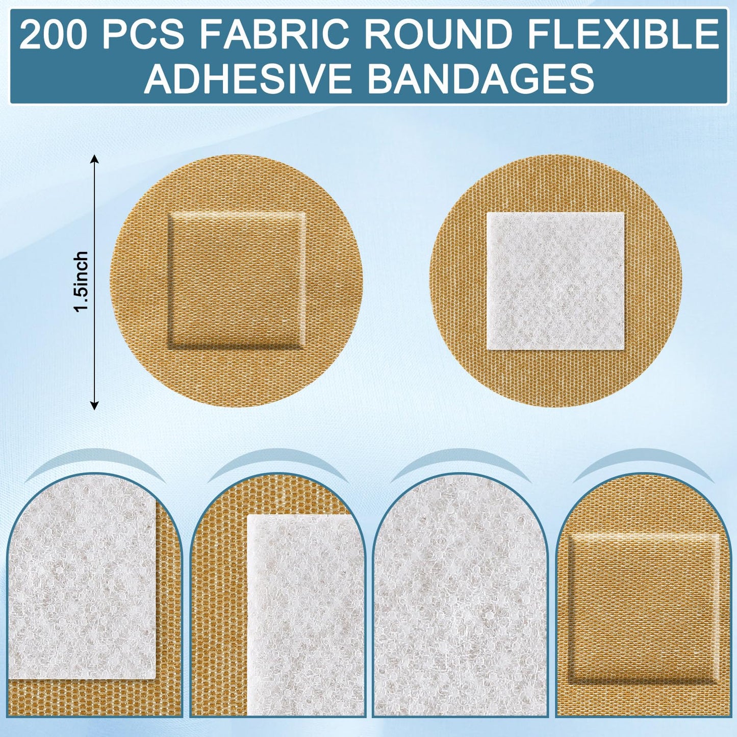 Funtery 200 Pcs 1.5 Inch Round Spot Adhesive Bandage Fabric Adhesive Small Face Bandages with Non Stick Pad Latex Free for Skin Wound Care