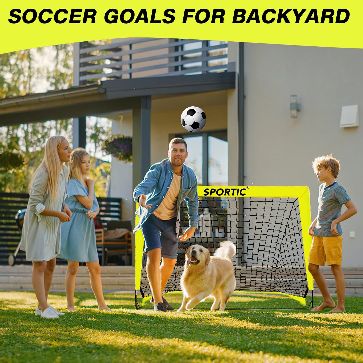 2 Pack 4' x 3' Soccer Goal Net Set, Pop Up Kids Practice Soccer Goals for Indoor and Outdoor.Portable Soccer Net with Carrying Bag & Ground Pegs, Perfect for Backyard, Field, Court (Yellow)