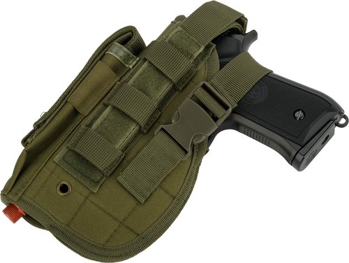 Evike Airsoft - Matrix Universal MOLLE/Belt Mount Holster for Handguns Pistols (Color: OD Green/Left Hand)