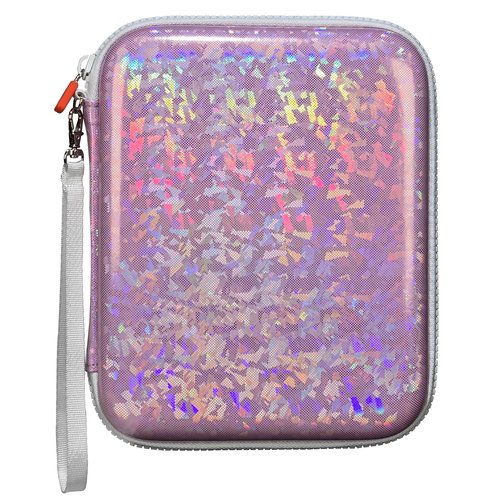 Sparkly Card Holder for YOTO Player Cards - 120 Pockets Portable Binder with Zipper, Carry Strap & Sleeves for Yoto Player/Mini Audiobook Cards, Travel-Friendly Hard Storage Organizer(Pink)