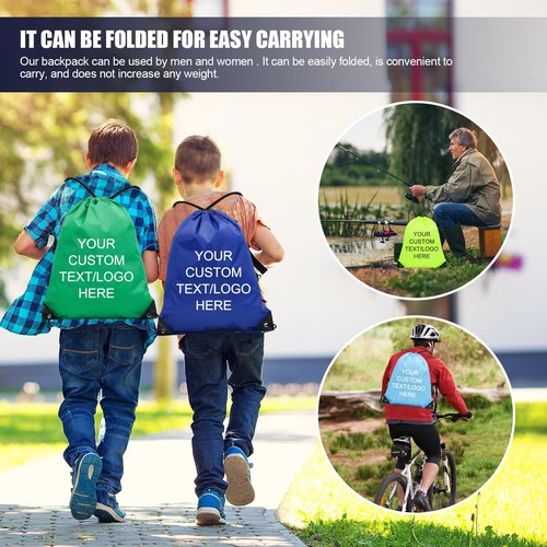 KQVXZZB Custom Drawstring Bags - Bulk Orders (30/50/100 Pcs) with Your Logo | Ideal for Gyms, Events, Travel & Daily Activities