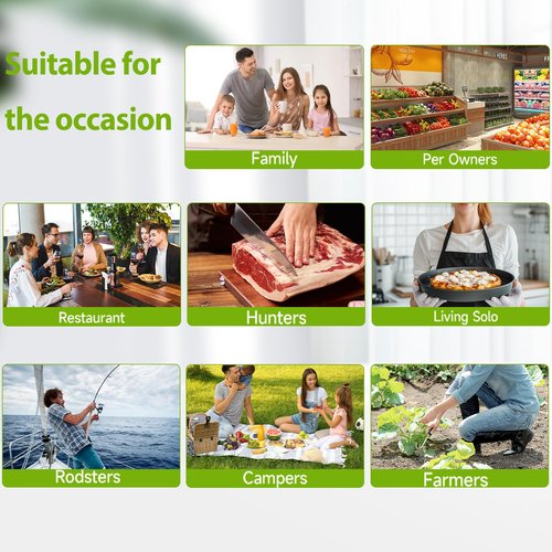 Amz Jet Vacuum Sealer for Food - Tempered Glass Panel, LED Touch Control, Digital Display, Pulse/Moist/Dry/Seal/External Suction Modes, Includes 30 Vacuum Bags & Built-in Cutter(White)