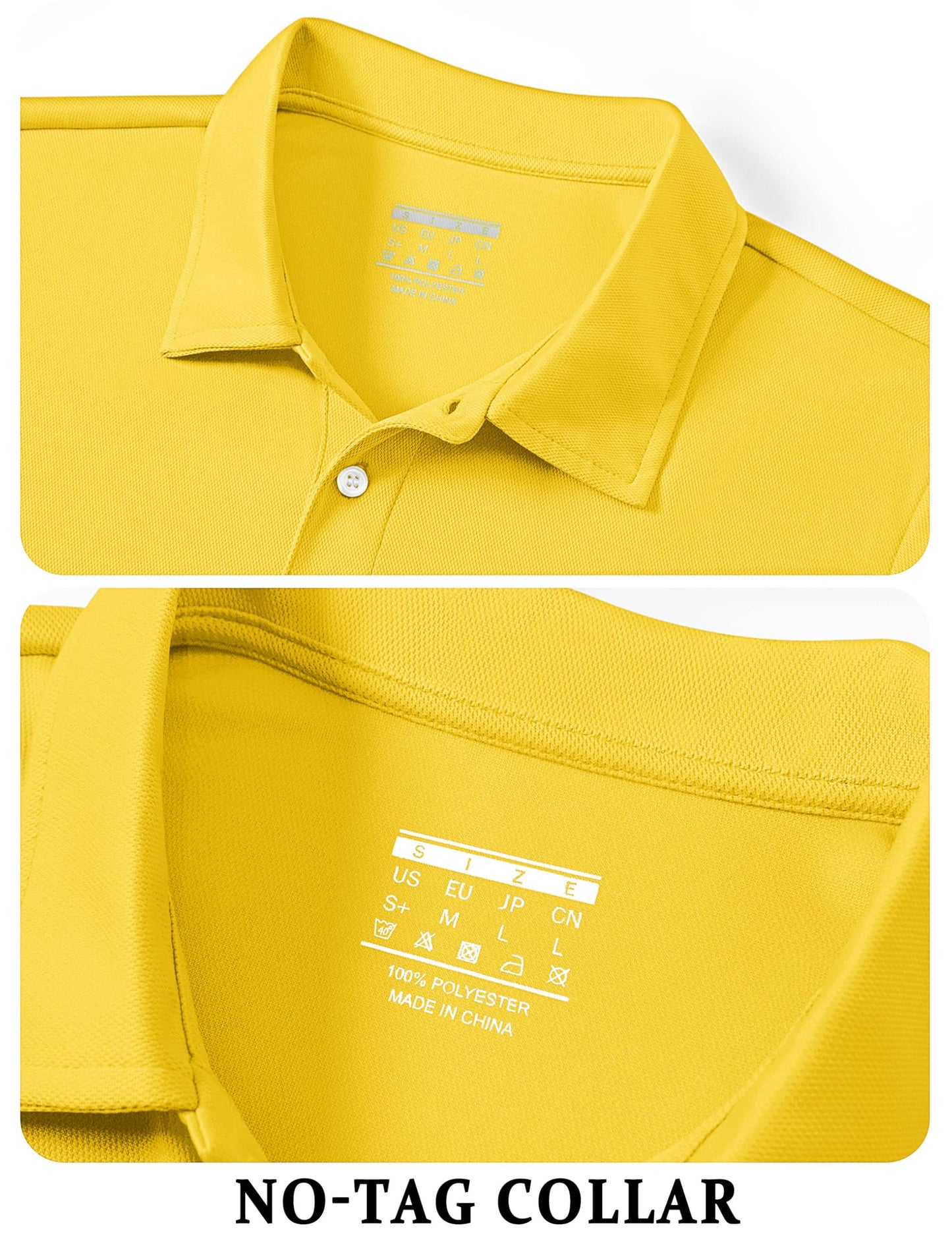TACVASEN Mens Golf Shirt Dry Fit Mens Polo Shirts Short Sleeve Performance Golf Polos for Men with Collar Work Shirts Yellow, S