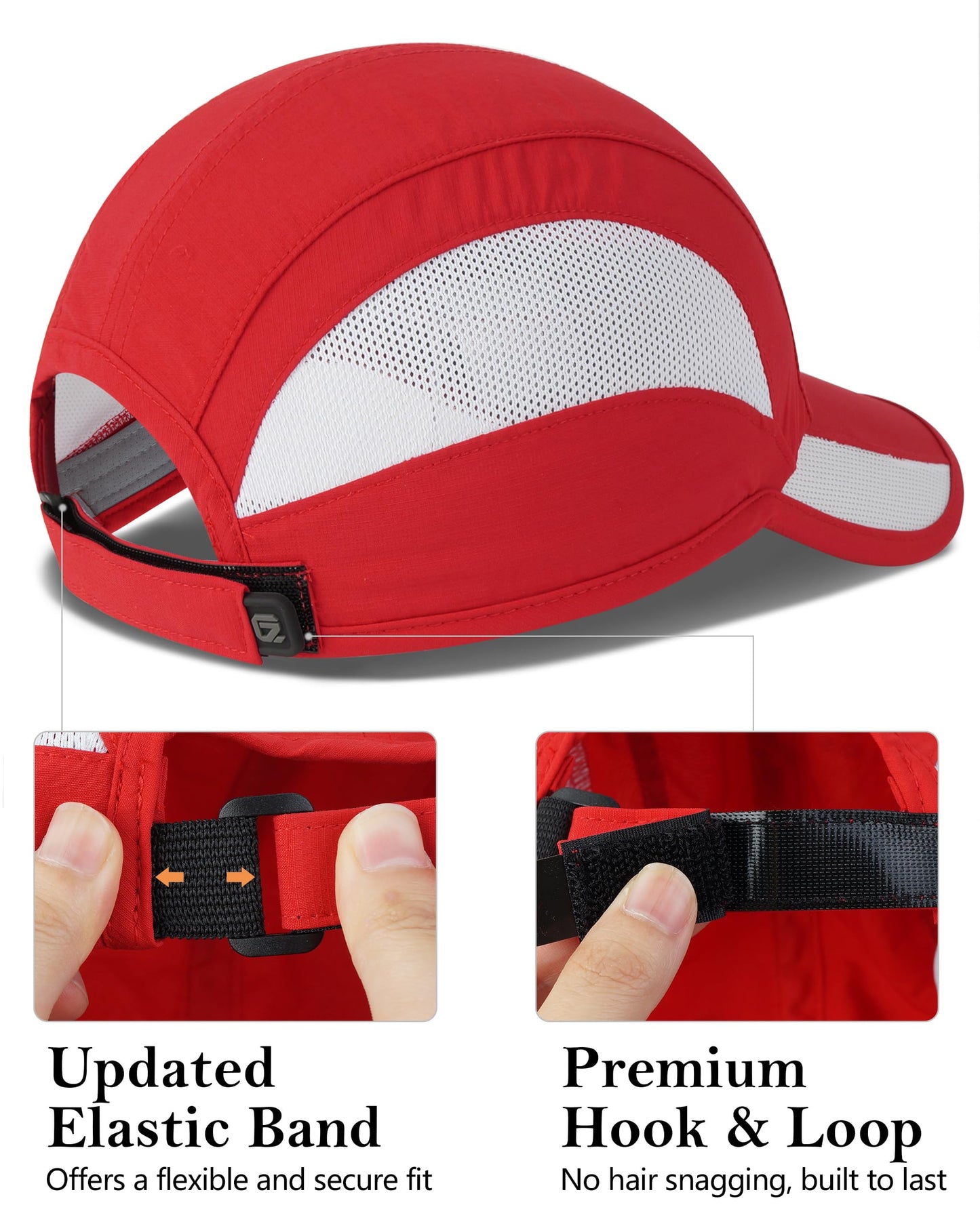 GADIEMKENSD Outdoor Running Hat Women Dri Fit Baseball Cap Cool Quick Drying Golf Hat Summer Hat Breathable Mesh UPF50+ Mens Ladies Ball Cap for Travel Gym Tennis Joggers Sport Red S/M 6 7/8-7 1/4