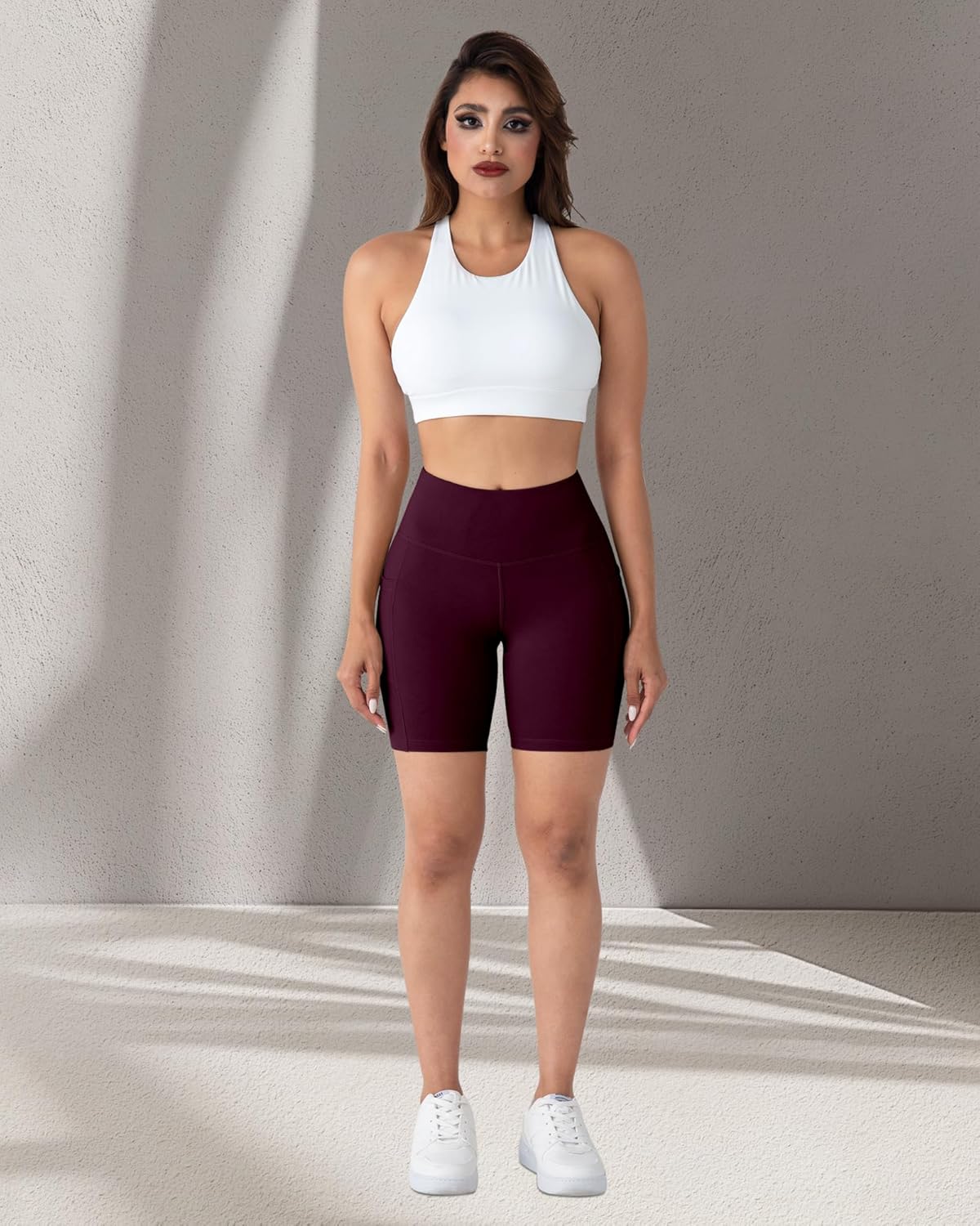 2 Packs Biker Shorts with Pockets for Women, Tummy Control High Waist Spandex Shorts 8" (2BlackDGrayLGray, XL)