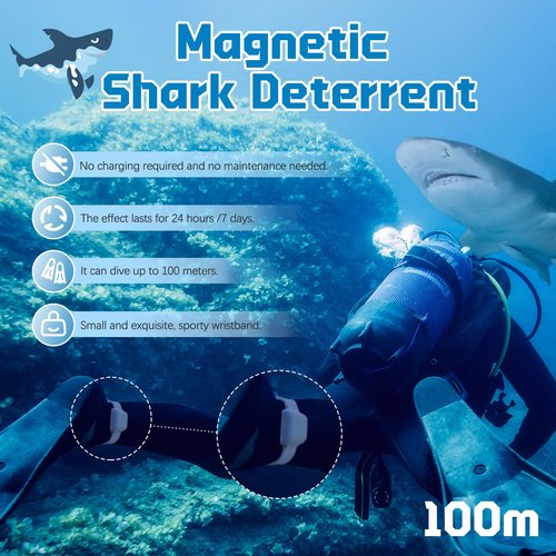 TEE-TEA Magnetic Shark Deterrent Wristband - Shark Repellent Strap for Surfing, Scuba Diving, Snorkeling, Swimming & Ocean Water Sports | Portable Anti Shark Device for Men Women Kids (Ocean Blue)