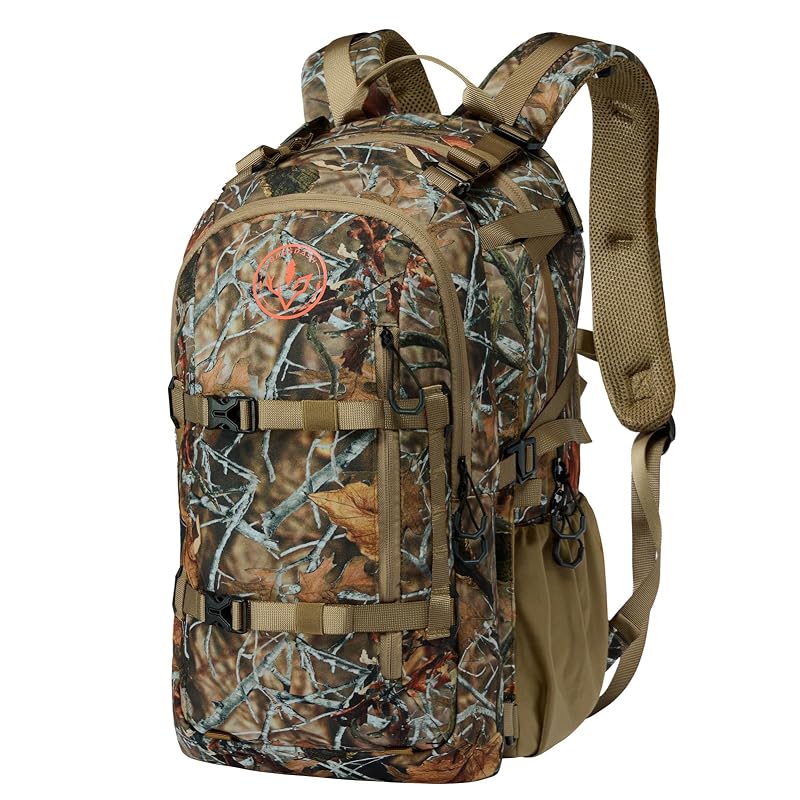 Autumn Forest 35L Hunting Backpack with Detachable Sub Bag & Bow/Rifle Pocket, Rain Cover