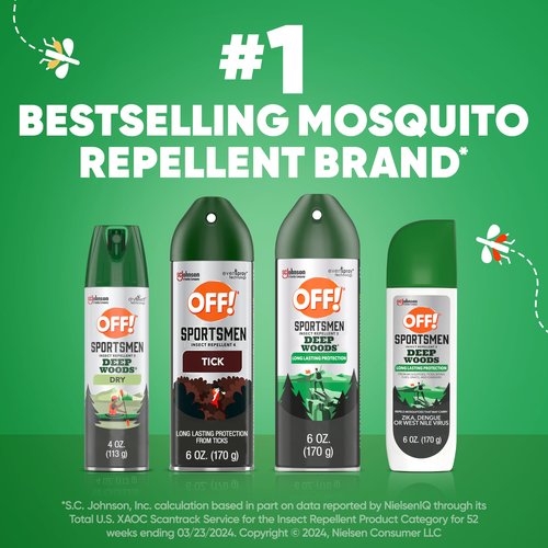 OFF! Deep Woods Sportsmen Insect Repellent Aerosol, Bug Spray Containing 30% Deet, Protects Against Mosquitoes, 6 Oz, 4 Count
