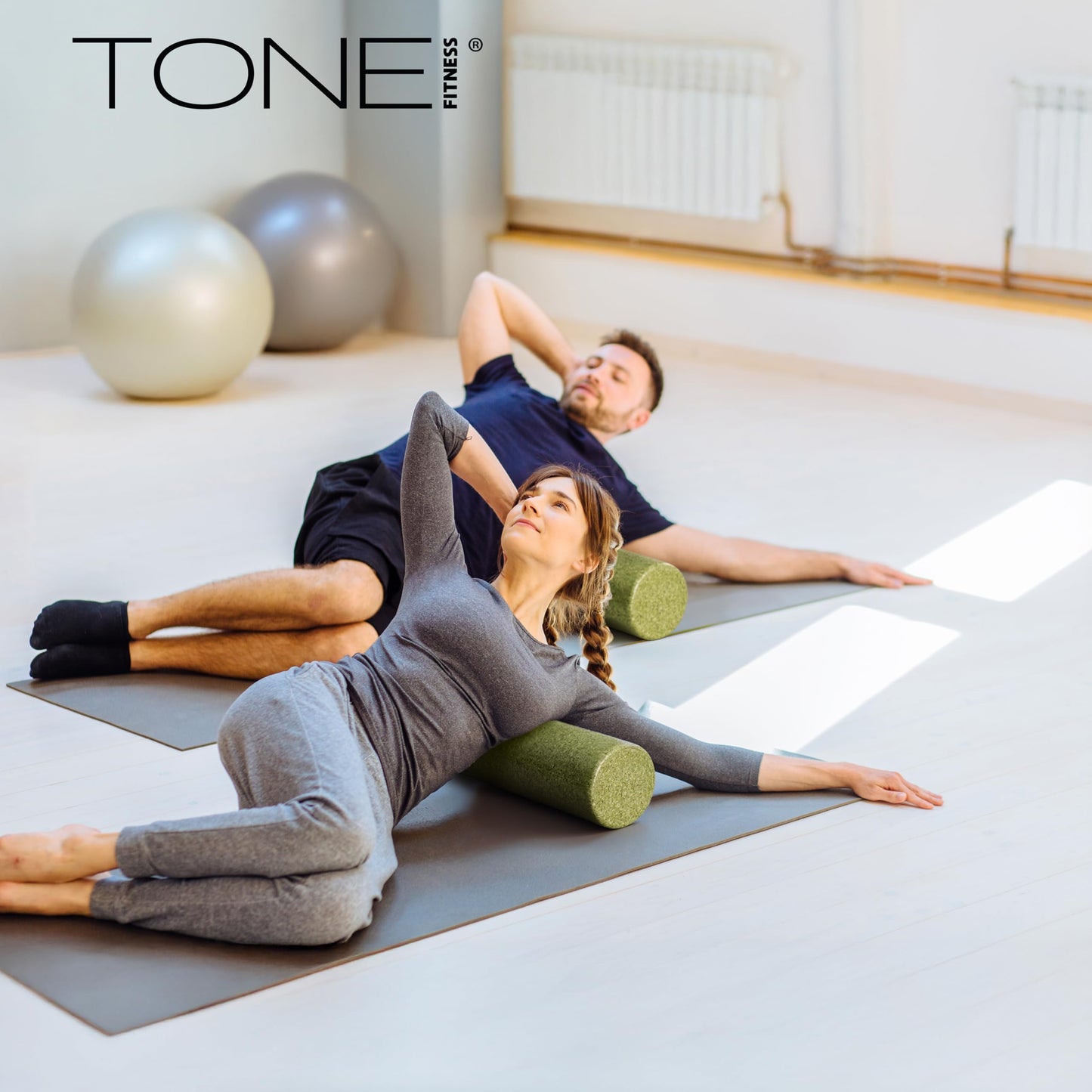 Tone Fitness High Density EPP Foam Exercise Foam Roller for Yoga, Pilates, Stretching, Massage, and Recovery 18 inch Black