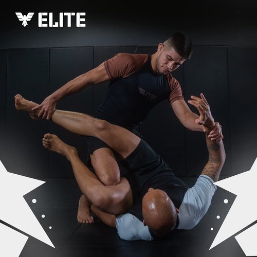Elite Sports New Item Standard Short Sleeve Compression, Mma, Bjj, No Gi, Cross Training Rash Guard, Large, Black