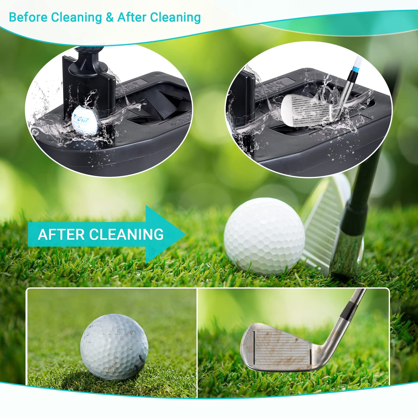 10L0L Golf Cart Ball Washer and Club Head Cleaner Kit Detachable Golf Club Head and Ball Washer Golf Cleaner for EZGO Club Car Yamaha