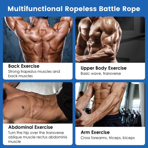 Ropeless Battle Ropes for Home Gym, Heave Duty Exercise Training Rope for Fitness Beginners, Portable Weighted Workout Ropes for Women Men Home Workout