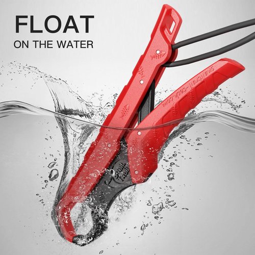SNAIL TRAIL 7.5'' Floating Fish Gripper, Fishing Grabber, Catfish Mouth Pliers, Caught Bass Holder, Digital Scale Hook Clamp, Saltwater Lip Grip Tool with Lanyard, Gifts for Men, Red-Black