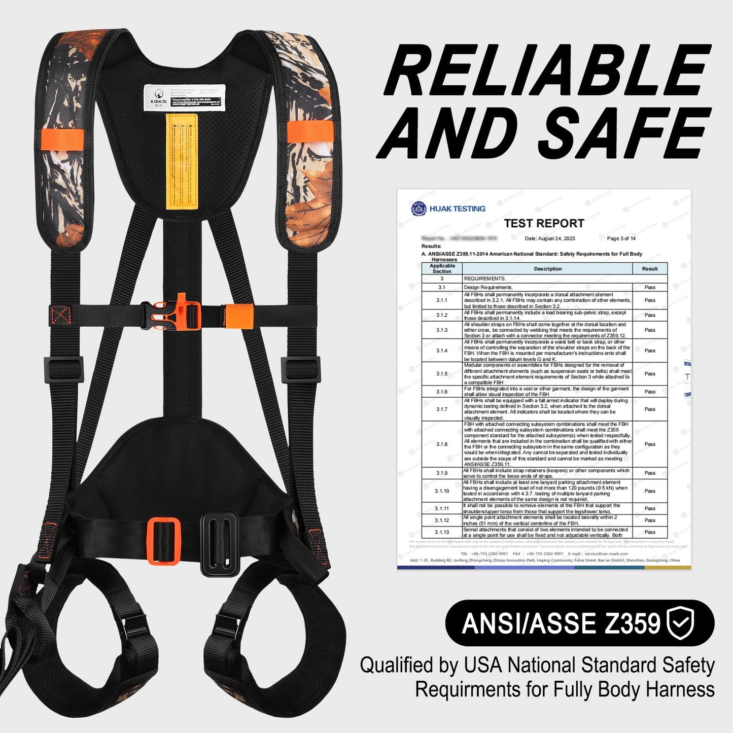 Kalkal Tree Stand Harness, Hunter Safety System Harness with Whistle Aid, Adjustable Lightweight Hunting Harness for Hunting M/L/XL