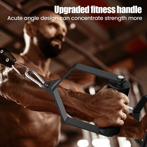Upgraded D Handle Cable Attachment with Non-Slip Fat Grip, Arm Wrestling Exercise Handle, LAT Pull Down Handle for Weight Workout, Single Arm Deadlift Handle Grips for Finger Wrist Strength Training