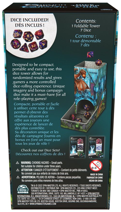 Campaign Dice Tower, Portable 7 Polyhedral Dice Role-Playing Board Games DND Dungeons Dragons MTG Magic The Gathering, for Adults & Kids Ages 8 and up