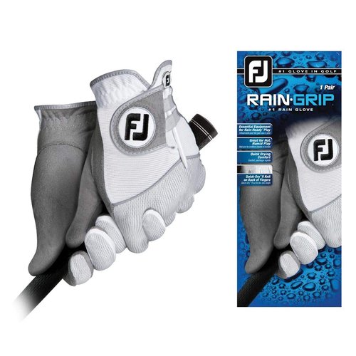 FootJoy Men's RainGrip Pair Prior Generation Golf Glove White/Grey, Medium/Large, Pair