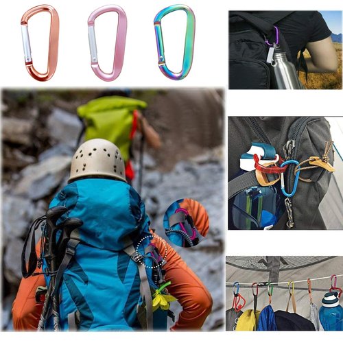 Cute Carabiner Clip, 3" Aluminum Alloy Caribeener D Ring, Spring Snap Hook for Keychain Clip(2pack Rose Gold)