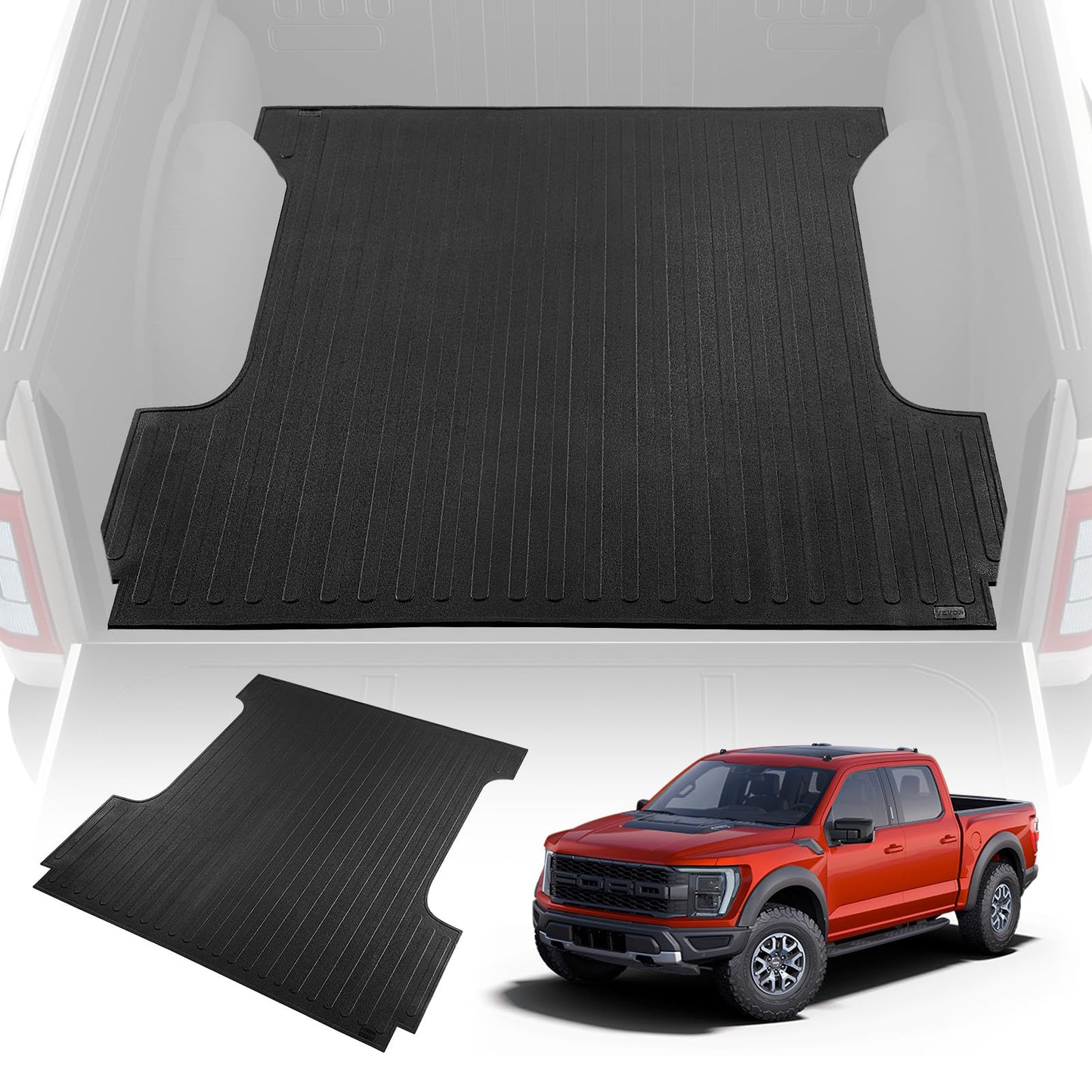 VEVOR Truck Bed Mat, Fits for 2015-2026 Ford F150 5.5 FT Short Bed, 66.5" x 64" Rubber Truck Bed Liner, 1/4" Thick Bed Mat Car Accessories for All-Weather Protection, Prevent Slipping or Damage