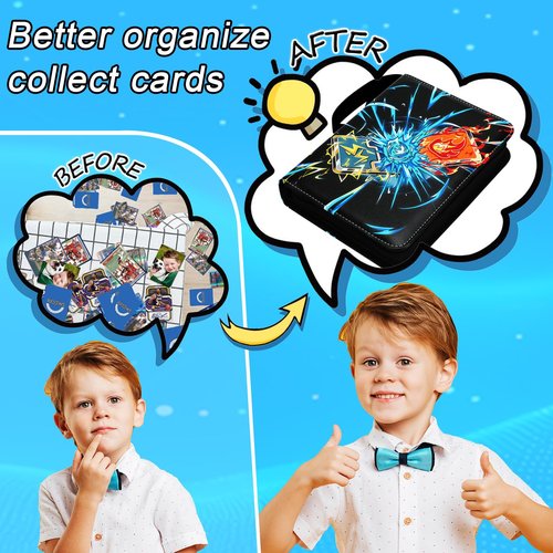 Rkssws 9-Pocket Trading Card Binder, Holds 900 Cards with 50 Removable Sleeves, Creative Design Card Holder Album for Standard Size Cards, Portable Card Collect Display Case Gift for Boys Girls