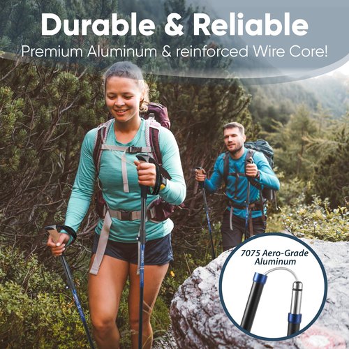 TREKOLOGY Hiking Poles with Real Cork Grips, Adjustable for Heights 5'2'' to 6'5'' ??Lightweight Trekking Poles, Aircraft-Grade Aluminum, Compact Fold for Hiking & Backpacking (2pc Set) TREKZ Cork SE