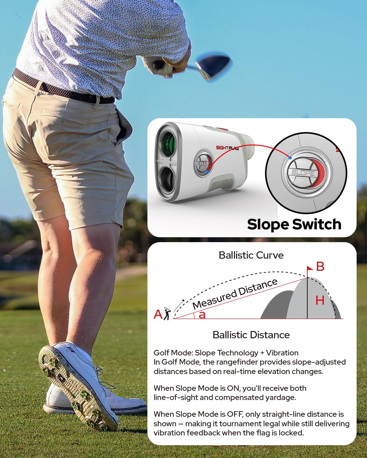 Golf Rangefinder with Slope and Pin Flagpole Lock Vibration, 1300 Yards Range Finder with Magnetic, 7.5X Magnification, External Slope Switch, Magnetic Strip, USB-C Rechargeable Golf Gift for Men