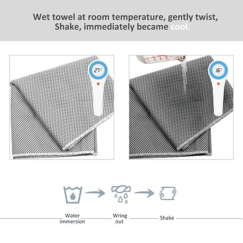 Biange Cooling Towel (Pack of 20, 40"x12") with Pouches for Sports, Workout, Fitness, Gym, Yoga, Golf, Pilates, Travel, Camping & More