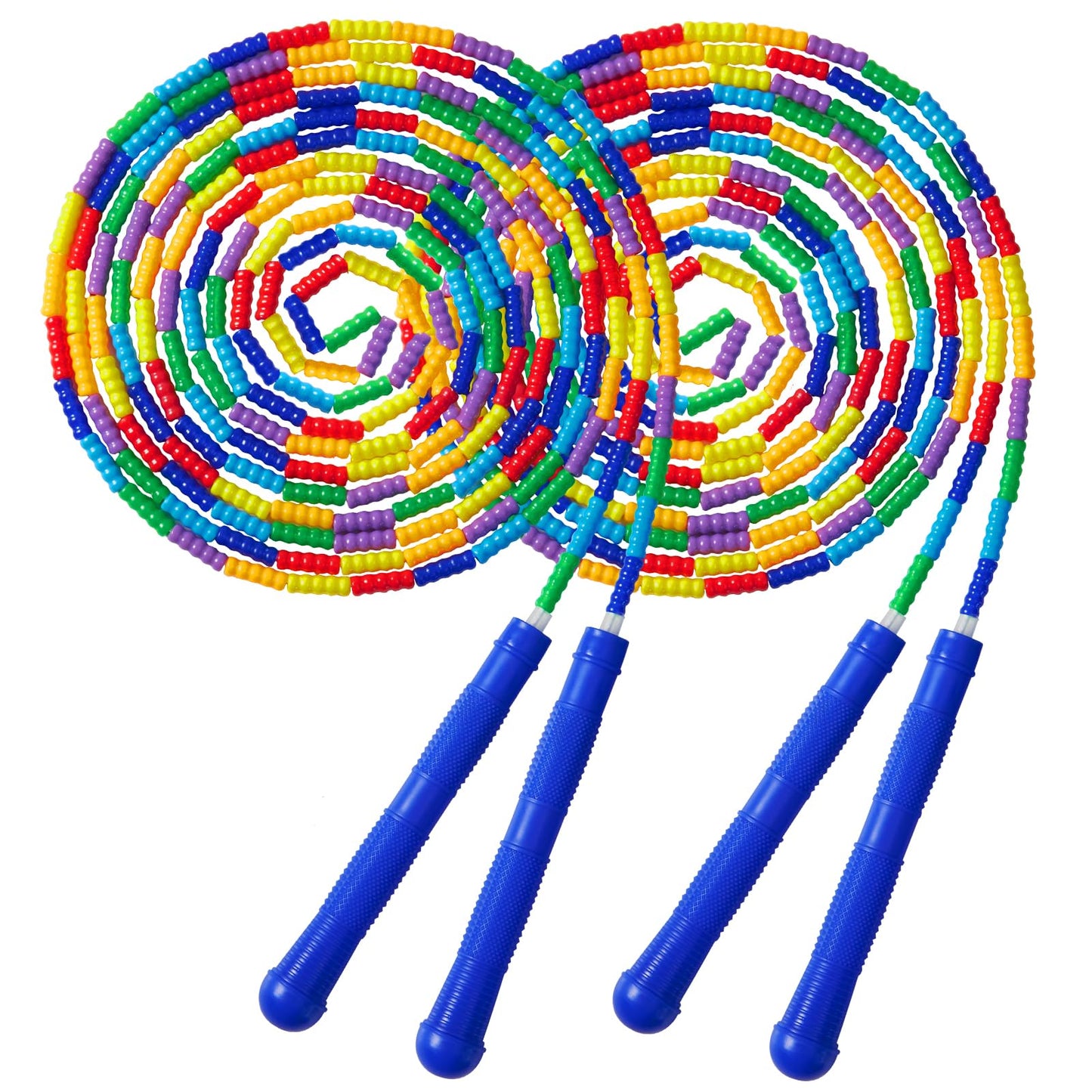 Newbyst Long Double Dutch Jump Rope 16 Ft 2 Pack, Soft Beaded Skipping Ropes for Kids Adults, Plastic Segmented Jump Rope Multiplayer Group
