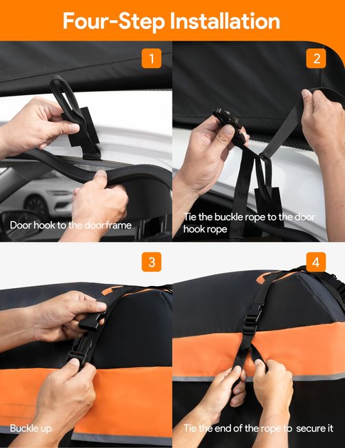 Car Roof Carrier Bag, 21 Cubic Feet Waterproof 840D Rooftop Cargo Carrier Bag for All Top of Vehicle, Includes Topper Anti-Slip Mat, Reinforced Straps, 6 Door Hooks